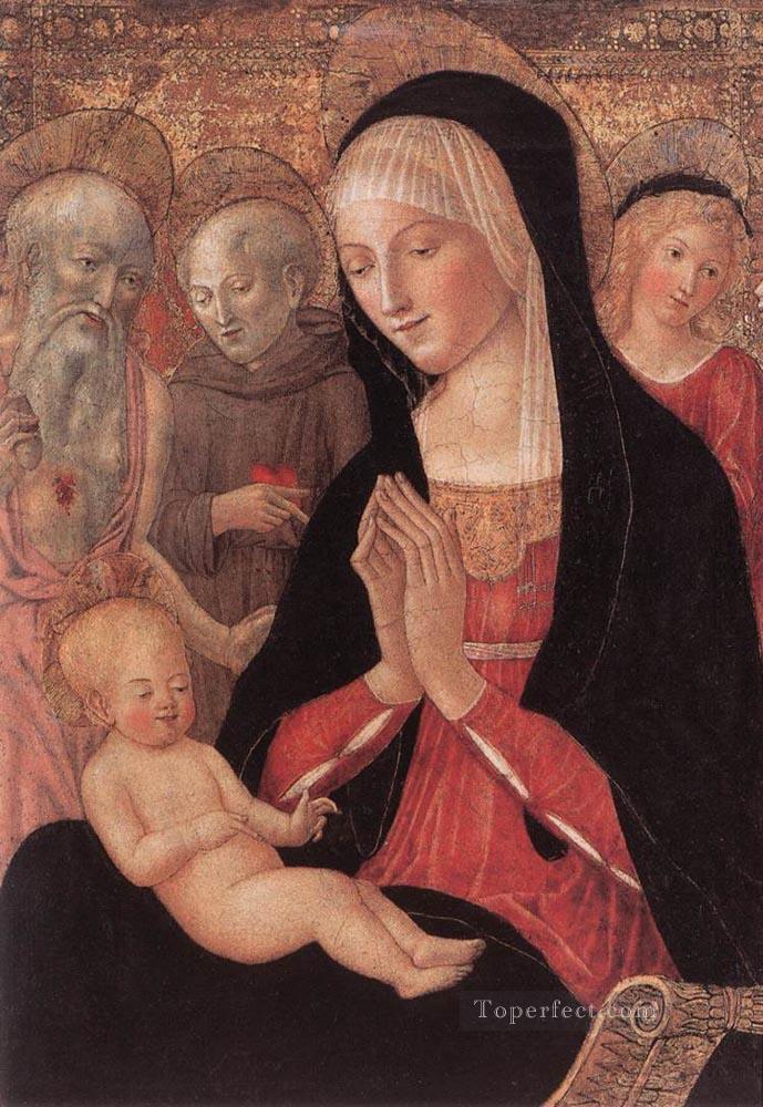 聖母子と聖者と天使 シエナのフランチェスコ・ディ・ジョルジョ油絵